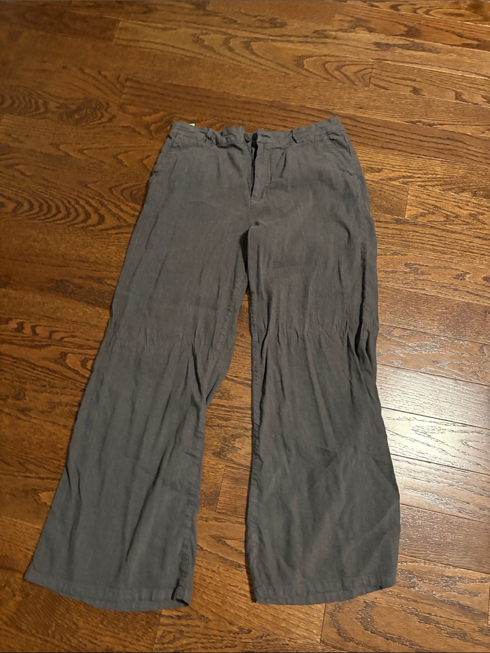 Kut from the Kloth Women's Wide-Leg Gray Linen-Blend Trousers